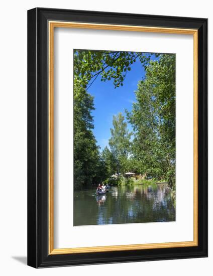 Europe, Germany, Brandenburg, Spreewald (Spree Forest), Leipe, Canoe Driver on Water Canal-Chris Seba-Framed Photographic Print