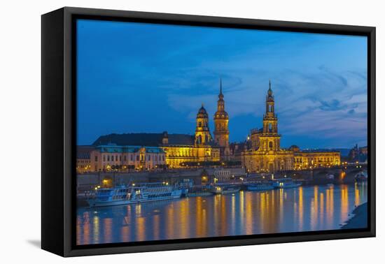 Europe, Germany, Dresden, Elbufer (Bank of the River Elbe), Saxony-Chris Seba-Framed Premier Image Canvas