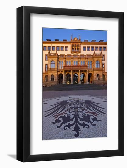 Europe, Germany, Hesse, Wiesbaden, Stone Mosaic Kaiseradlerwappen Infront of Townhall Stairs-Chris Seba-Framed Photographic Print