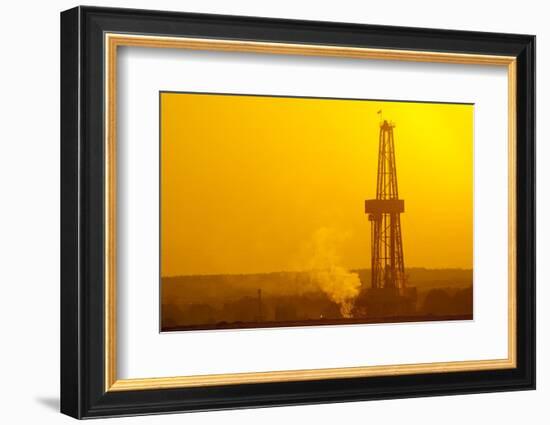 Europe, Germany, Lower Saxony, Deep Drilling Plant, Sunrise-Chris Seba-Framed Photographic Print