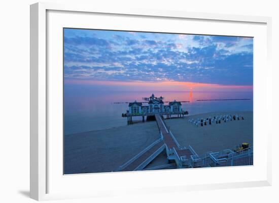 Europe, Germany, Mecklenburg-Western Pomerania, R?gen, Bathing Place Sellin, Pier, Daybreak-Chris Seba-Framed Photographic Print