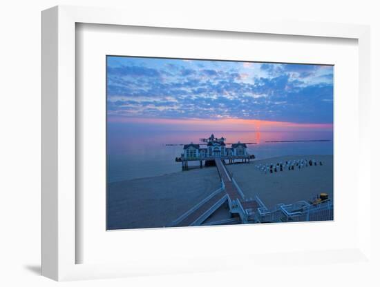 Europe, Germany, Mecklenburg-Western Pomerania, R?gen, Bathing Place Sellin, Pier, Daybreak-Chris Seba-Framed Photographic Print