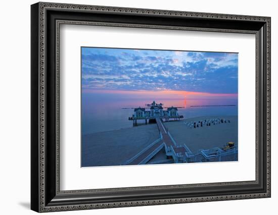 Europe, Germany, Mecklenburg-Western Pomerania, R?gen, Bathing Place Sellin, Pier, Daybreak-Chris Seba-Framed Photographic Print