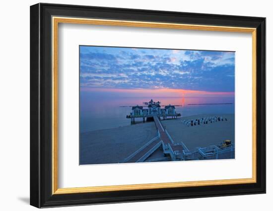 Europe, Germany, Mecklenburg-Western Pomerania, R?gen, Bathing Place Sellin, Pier, Daybreak-Chris Seba-Framed Photographic Print