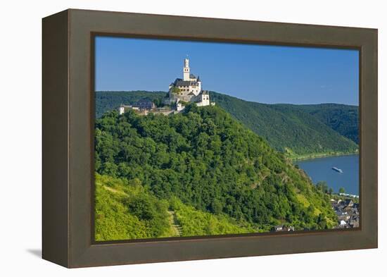 Europe, Germany, Rhineland-Palatinate, Middle Rhine Valley, Marksburg (Castle) over the Rhine-Chris Seba-Framed Premier Image Canvas