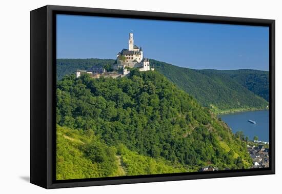 Europe, Germany, Rhineland-Palatinate, Middle Rhine Valley, Marksburg (Castle) over the Rhine-Chris Seba-Framed Premier Image Canvas