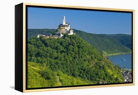 Europe, Germany, Rhineland-Palatinate, Middle Rhine Valley, Marksburg (Castle) over the Rhine-Chris Seba-Framed Premier Image Canvas