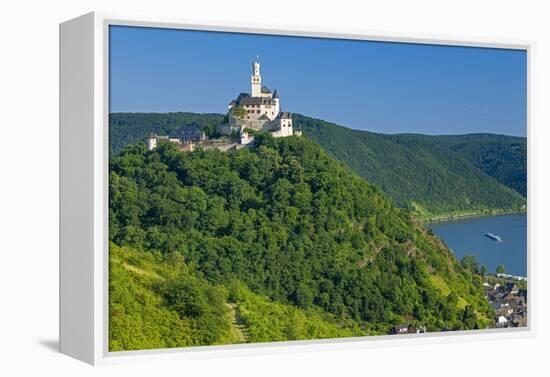 Europe, Germany, Rhineland-Palatinate, Middle Rhine Valley, Marksburg (Castle) over the Rhine-Chris Seba-Framed Premier Image Canvas