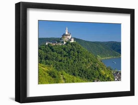 Europe, Germany, Rhineland-Palatinate, Middle Rhine Valley, Marksburg (Castle) over the Rhine-Chris Seba-Framed Photographic Print