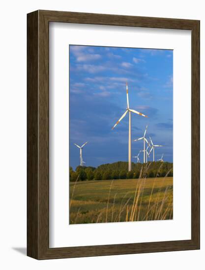 Europe, Germany, Saxony-Anhalt, Magdeburg Bšrde, Wind Turbines-Chris Seba-Framed Photographic Print