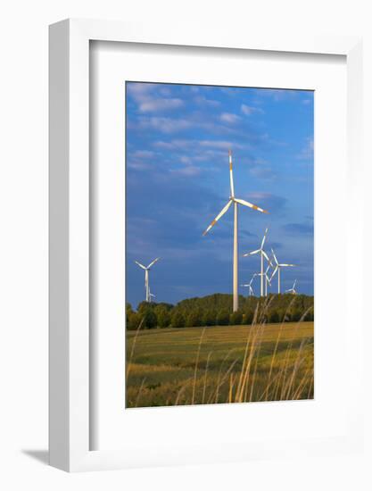 Europe, Germany, Saxony-Anhalt, Magdeburg Bšrde, Wind Turbines-Chris Seba-Framed Photographic Print