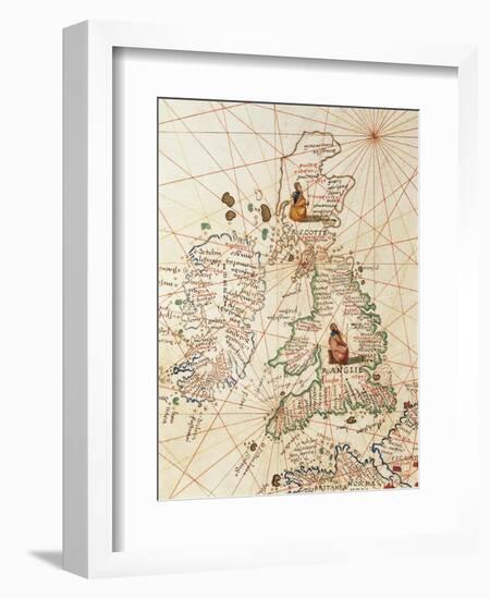 Europe: Great Britain and Ireland, from Atlas of the World in Thirty-Three Maps, 1553-Battista Agnese-Framed Giclee Print