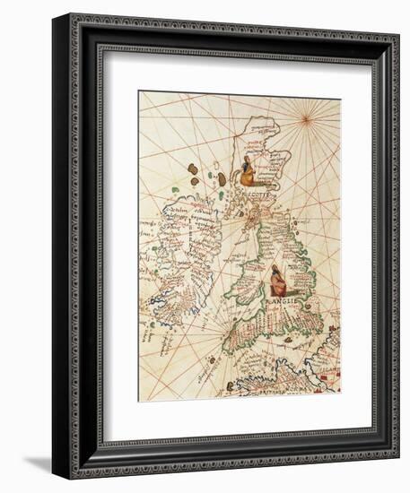 Europe: Great Britain and Ireland, from Atlas of the World in Thirty-Three Maps, 1553-Battista Agnese-Framed Giclee Print