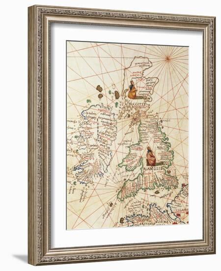 Europe: Great Britain and Ireland, from Atlas of the World in Thirty-Three Maps, 1553-Battista Agnese-Framed Giclee Print
