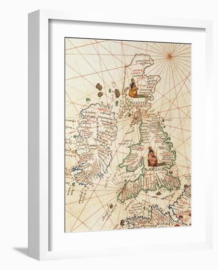 Europe: Great Britain and Ireland, from Atlas of the World in Thirty-Three Maps, 1553-Battista Agnese-Framed Giclee Print