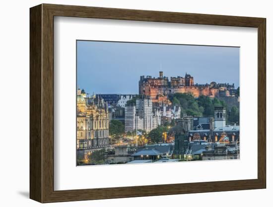 Europe, Great Britain, Scotland, Edinburgh. Edinburgh Castle From Calton Hill at Dusk-Rob Tilley-Framed Photographic Print