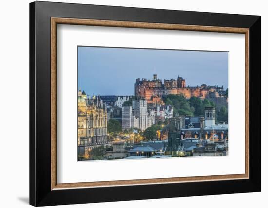 Europe, Great Britain, Scotland, Edinburgh. Edinburgh Castle From Calton Hill at Dusk-Rob Tilley-Framed Photographic Print