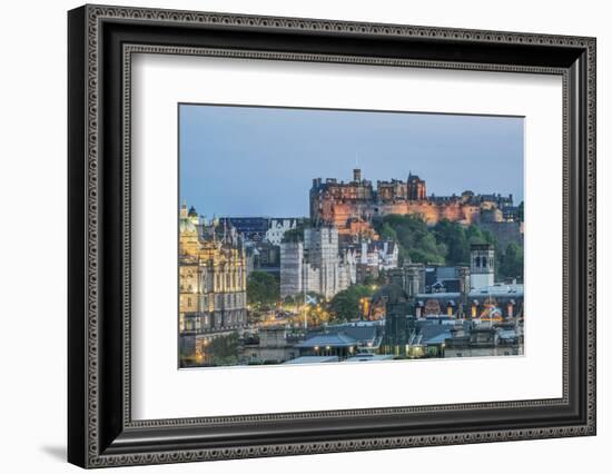 Europe, Great Britain, Scotland, Edinburgh. Edinburgh Castle From Calton Hill at Dusk-Rob Tilley-Framed Photographic Print