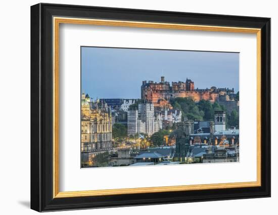 Europe, Great Britain, Scotland, Edinburgh. Edinburgh Castle From Calton Hill at Dusk-Rob Tilley-Framed Photographic Print