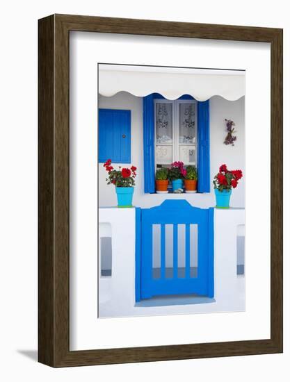 Europe, Greece, Cyclades Island,Aegean Sea, Mykonos, Myconos, Blue Gate at Private Home-Christian Heeb-Framed Photographic Print