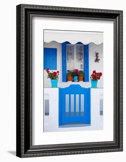 Europe, Greece, Cyclades Island,Aegean Sea, Mykonos, Myconos, Blue Gate at Private Home-Christian Heeb-Framed Photographic Print