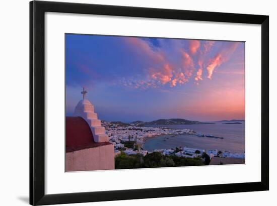 Europe, Greece, Cyclades Island,Aegean Sea, Mykonos, Myconos, Mykonos Harbour at Dusk-Christian Heeb-Framed Photographic Print