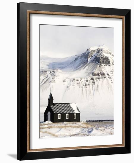 Europe, Iceland, Budir - The Famous Black Church Of Budir Facing A Mountain-Aliaume Chapelle-Framed Photographic Print