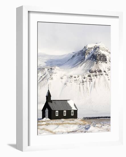 Europe, Iceland, Budir - The Famous Black Church Of Budir Facing A Mountain-Aliaume Chapelle-Framed Photographic Print