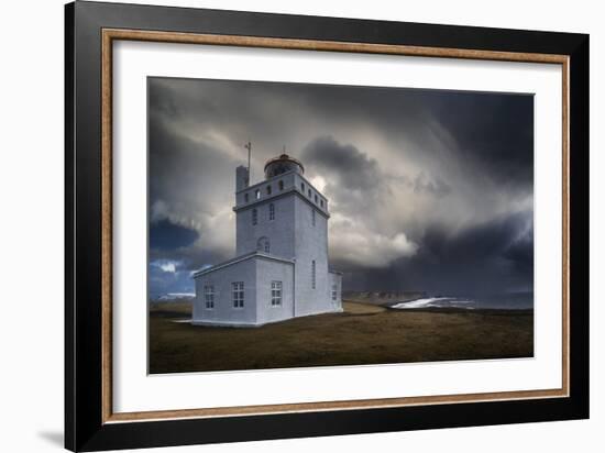 Europe, Iceland, Dyrholaey - The Lighthouse Of Dyrholaey During A Winter Storm-Aliaume Chapelle-Framed Photographic Print