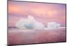 Europe, Iceland, Jokulsarlon Glacier Lagoon. Sunset on Beached Icebergs-Jaynes Gallery-Mounted Photographic Print