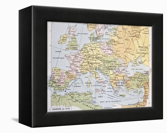 Europe In 1270 Old Map-marzolino-Framed Stretched Canvas