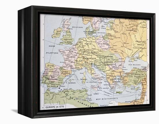 Europe In 1270 Old Map-marzolino-Framed Stretched Canvas