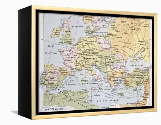 Europe In 1270 Old Map-marzolino-Framed Stretched Canvas