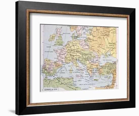 Europe In 1270 Old Map-marzolino-Framed Art Print