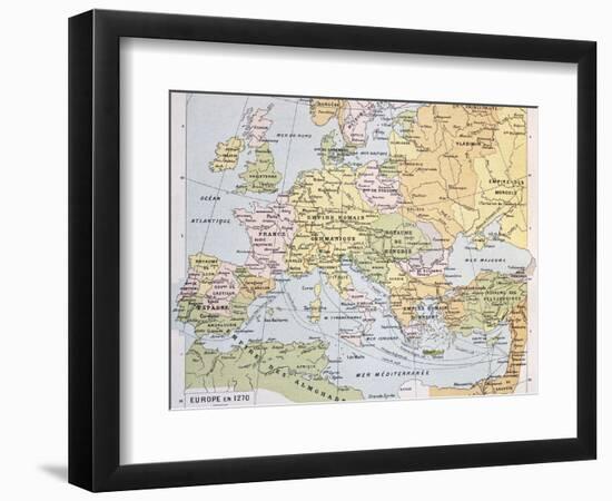 Europe In 1270 Old Map-marzolino-Framed Art Print