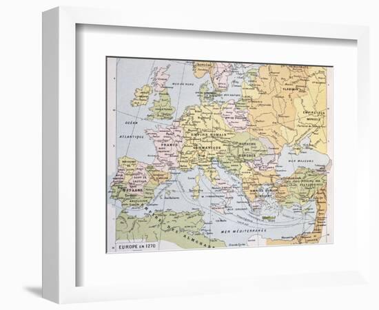 Europe In 1270 Old Map-marzolino-Framed Art Print