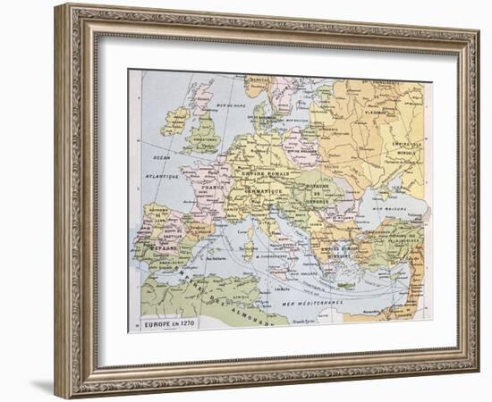 Europe In 1270 Old Map-marzolino-Framed Art Print