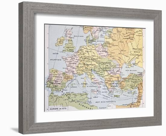 Europe In 1270 Old Map-marzolino-Framed Art Print
