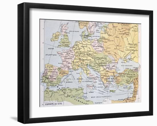 Europe In 1270 Old Map-marzolino-Framed Art Print