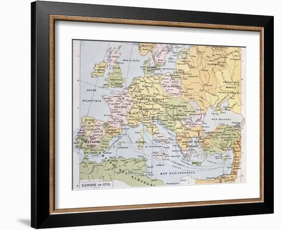 Europe In 1270 Old Map-marzolino-Framed Art Print