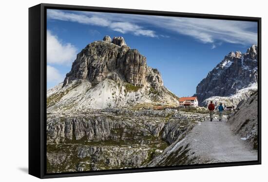 Europe, Italy, Alps, Dolomites, Sexten Dolomites, South Tyrol, Rifugio Antonio Locatelli-Mikolaj Gospodarek-Framed Stretched Canvas