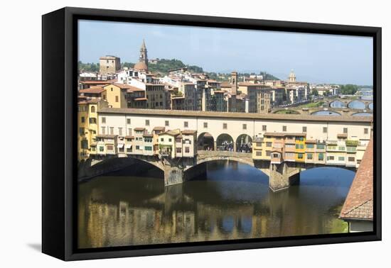 Europe, Italy, Florence. View of Arno River and Ponte Vecchio-Trish Drury-Framed Premier Image Canvas