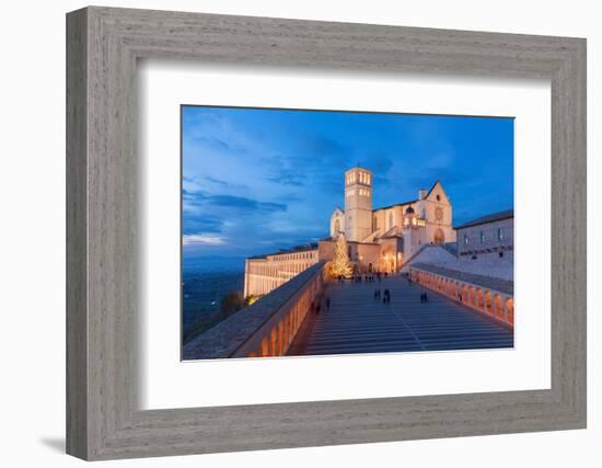 Europe,Italy,Perugia distict,Assisi. The Basilica of St. Francis at dusk-ClickAlps-Framed Photographic Print