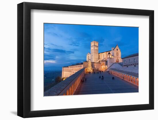 Europe,Italy,Perugia distict,Assisi. The Basilica of St. Francis at dusk-ClickAlps-Framed Photographic Print