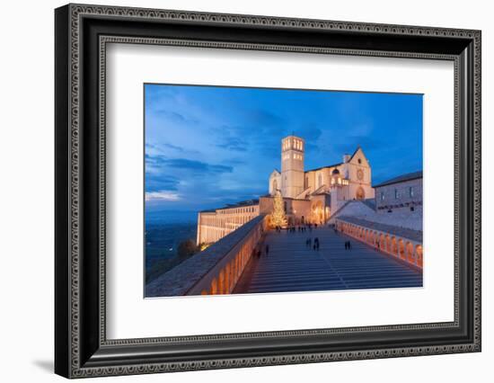 Europe,Italy,Perugia distict,Assisi. The Basilica of St. Francis at dusk-ClickAlps-Framed Photographic Print