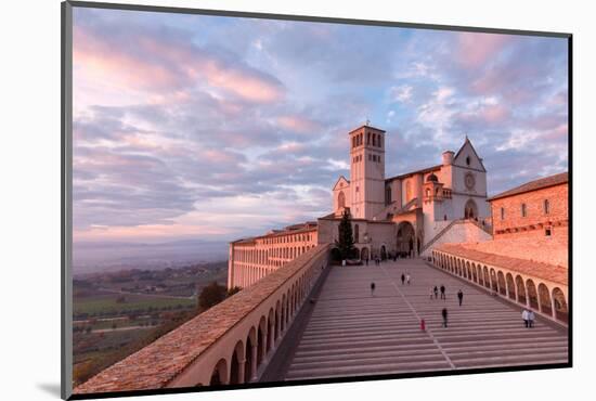 Europe,Italy,Perugia distict,Assisi. The Basilica of St. Francis at sunset-ClickAlps-Mounted Photographic Print