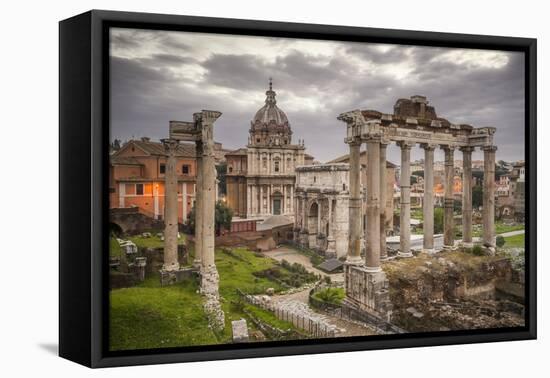 Europe, Italy, Rome. Ruins of Roman Temple of Saturn.-Jaynes Gallery-Framed Premier Image Canvas