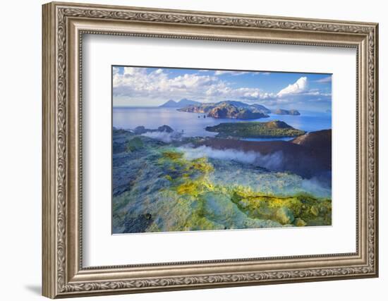 Europe, Italy, Sicily, Aeolian Islands, Vulcano Island, High angle view of , Aeolian Islands from V-Marco Simoni-Framed Photographic Print