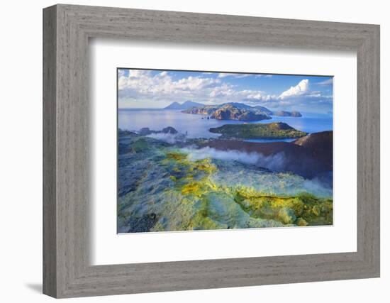 Europe, Italy, Sicily, Aeolian Islands, Vulcano Island, High angle view of , Aeolian Islands from V-Marco Simoni-Framed Photographic Print