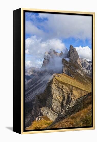 Europe, Italy, the Dolomites, South Tyrol, Seceda, Geisler Group-Gerhard Wild-Framed Premier Image Canvas